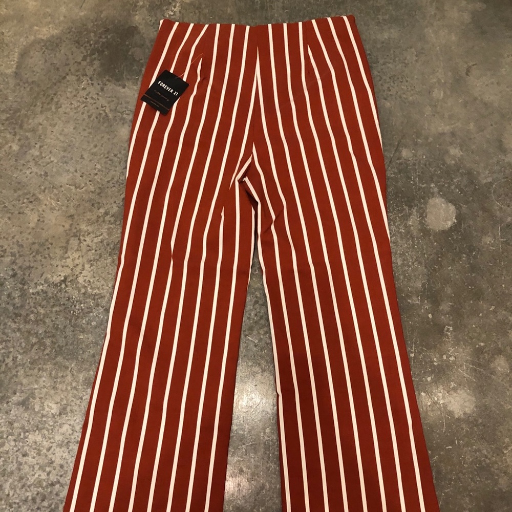 Burnt orange striped pants- large